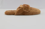 Faux flur Slip-On Slipper Khaki color
