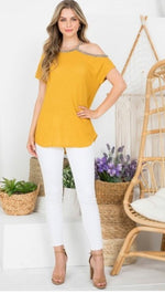 Leopard detail top / Mustard